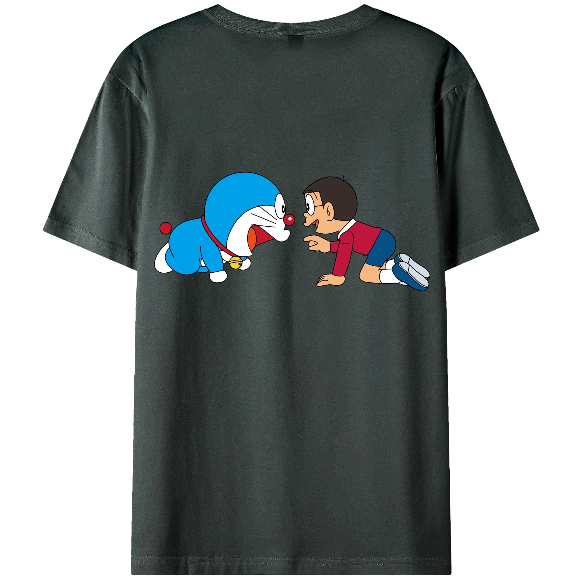 （画像用） ドラえもん 野比 のび太 Doraemon Nobita Nobi 綿100％ メンズ半袖Tシャツ（バックプリント） 通気性